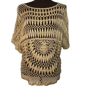 SALSA Open Knit Crocheted Sweater Beige Size S